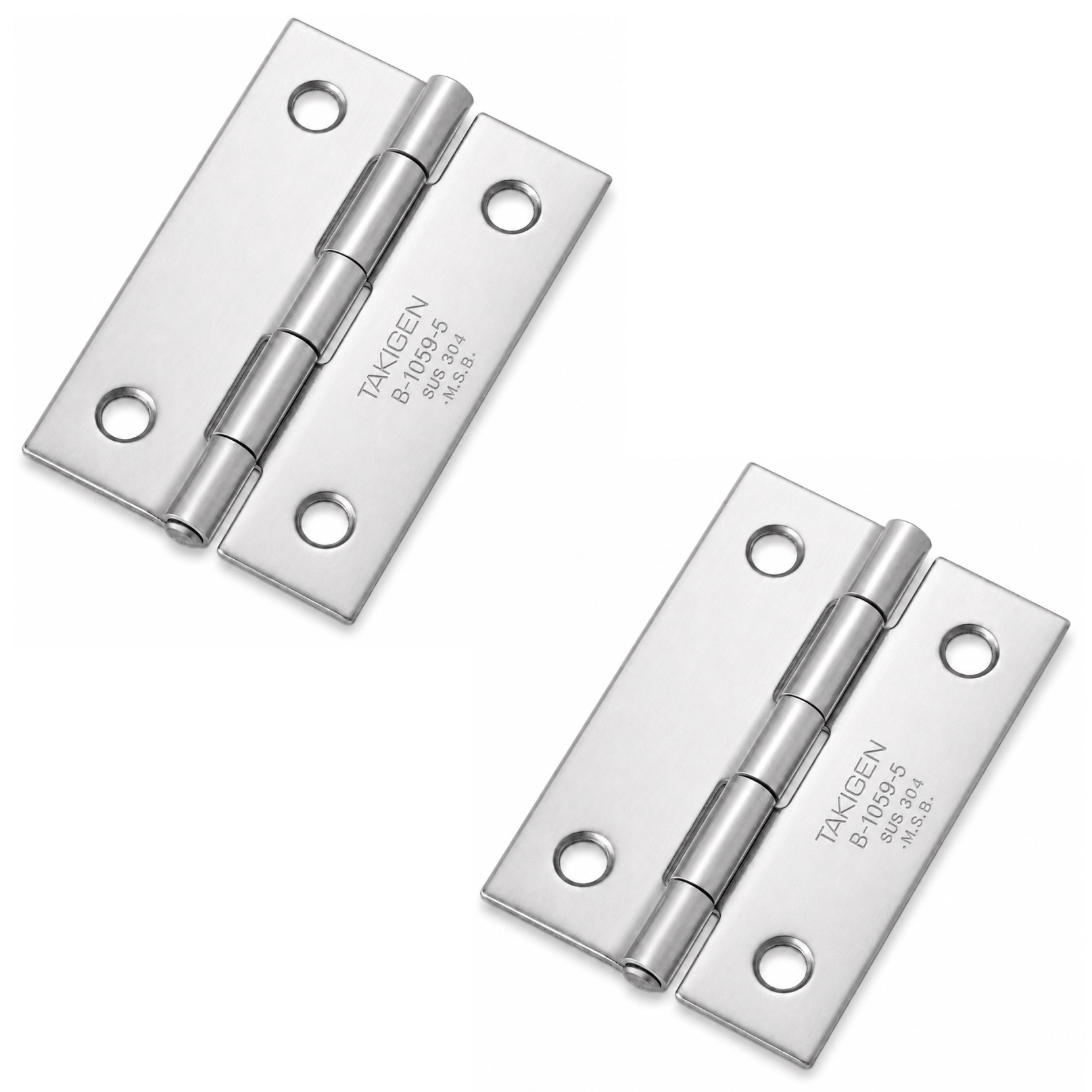 2 Stück hochwertiges Aufschraubscharnier, aus Edelstahl SUS304, Tragkraft: 4,5 kg (10 lbs), 38 mm (1-1/2″), B-1059-5. Robustes Flachscharnier für Maschinentüren, Wartungsklappen und vieles mehr, von TAKIGEN (Japan)
