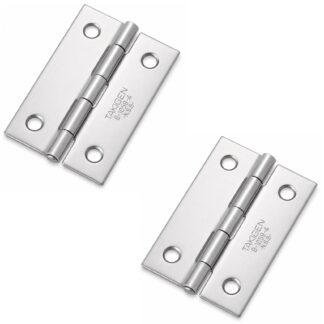 2 Stück hochwertiges Aufschraubscharnier, aus Edelstahl SUS304, Tragkraft: 6,7 kg (15 lbs), 51 mm (2-1/64″), B-1059-4. Robustes Flachscharnier für Maschinentüren, Wartungsklappen und vieles mehr, von TAKIGEN (Japan)