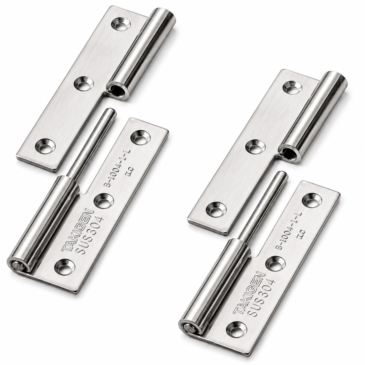 2 Stück hochwertiges Aushängescharnier, aus Edelstahl SUS304, Tragkraft: 15 kg (34 lbs), 75 mm (2-61/64″), Ausführung: links, B-1004-1-L. Robustes Aushebescharnier für Türen, Wartungsklappen und vieles mehr, von TAKIGEN (Japan)