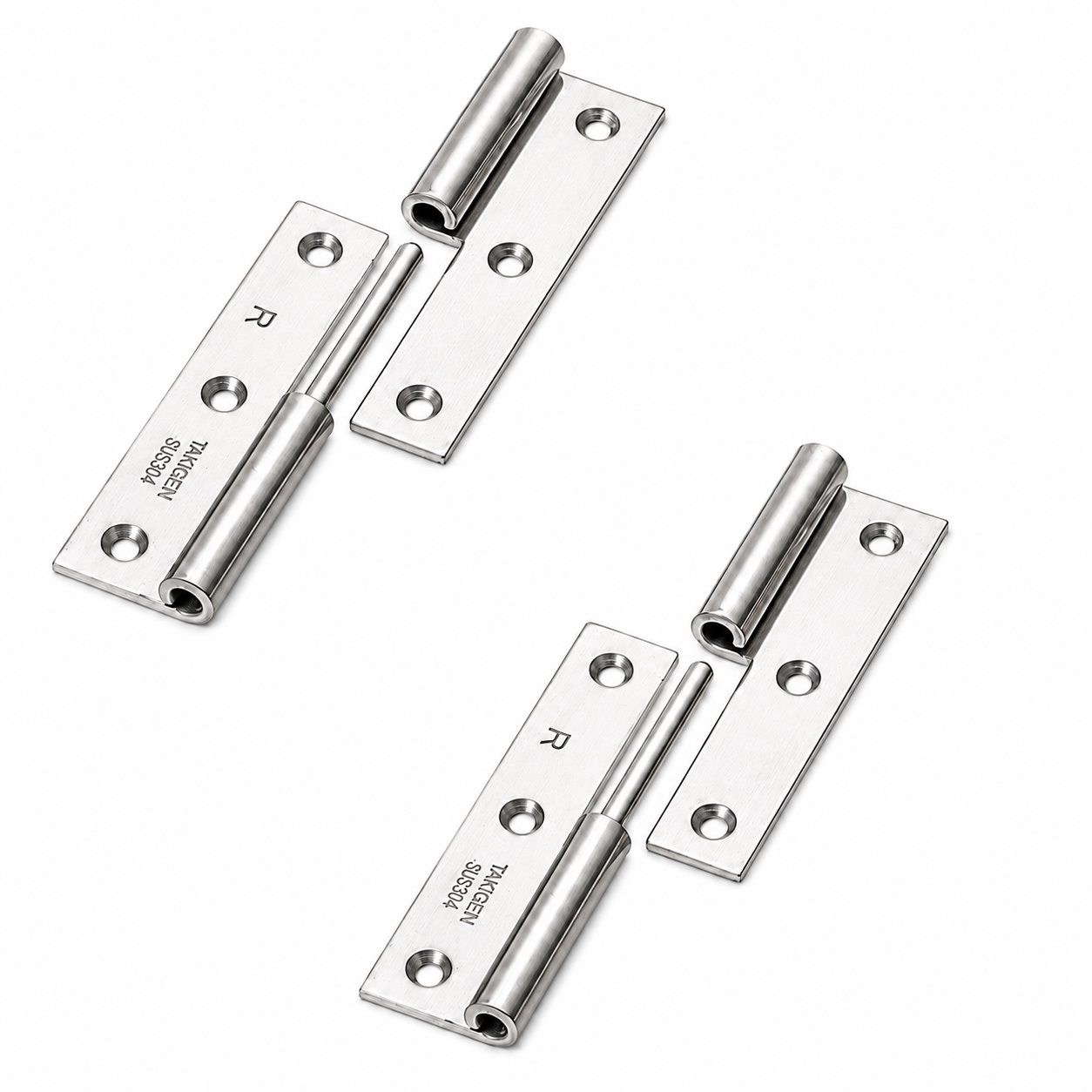 2 Stück hochwertiges Aushängescharnier, B-1004-1-R, Höhe: 75 mm, von TAKIGEN, Tragkraft: 15 kg (34 lbs), Ausführung: rechts. Produktbild