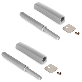 2 Stück eleganter Druckschnäpper, mit Montagegehäuse, Oberfläche: grau, Ausführung: magnetisch, 1900321. Stabiler Push-to-open Türöffner für Möbeltüren, Schranktüren, Klappen und vieles mehr, von EMUCA