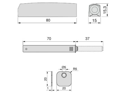 2 Stück eleganter Druckschnäpper, mit Montagegehäuse, Oberfläche: grau, Ausführung: magnetisch, 1900321. Stabiler Push-to-open Türöffner für Möbeltüren, Schranktüren, Klappen und vieles mehr, von EMUCA – Bild 2