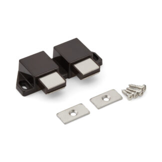 Kompakter Magnet-Druckschnäpper, inkl. Gegenplatte, Oberfläche: braun, 25 mm (63/64″), Ausführung: mit 2 Stößeln, ML-30WBR. Doppel-Türöffner für Möbeltüren, Schranktüren und vieles mehr, von Sugatsune / LAMP® (Japan)