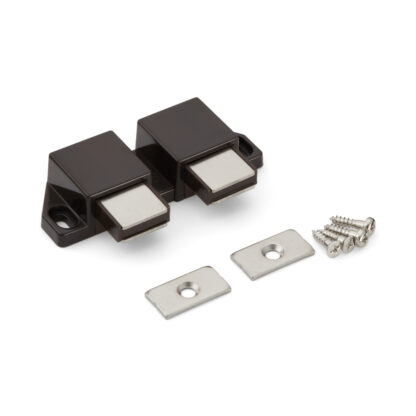 Kompakter Magnet-Druckschnäpper, inkl. Gegenplatte, Oberfläche: braun, 25 mm (63/64″), Ausführung: mit 2 Stößeln, ML-30WBR. Doppel-Türöffner für Möbeltüren, Schranktüren und vieles mehr, von Sugatsune / LAMP® (Japan)