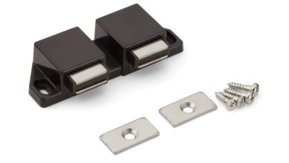 Kompakter Magnet-Druckschnäpper, inkl. Gegenplatte, Oberfläche: braun, 25 mm (63/64″), Ausführung: mit 2 Stößeln, ML-30WBR. Doppel-Türöffner für Möbeltüren, Schranktüren und vieles mehr, von Sugatsune / LAMP® (Japan) – Bild 3