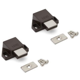 2 Stück kompakter Magnet-Druckschnäpper, inkl. Gegenplatte, Oberfläche: braun, 25 mm (63/64″), ML-30SBR. Platzsparender Push-to-open Türöffner für Möbeltüren, Schranktüren und vieles mehr, von Sugatsune / LAMP® (Japan)