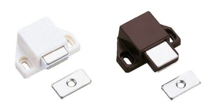 2 Stück kompakter Magnet-Druckschnäpper, inkl. Gegenplatte, Oberfläche: weiß, 25 mm (63/64″), ML-30SW. Platzsparender Push-to-open Türöffner für Möbeltüren, Schranktüren und vieles mehr, von Sugatsune / LAMP® (Japan) – Bild 3