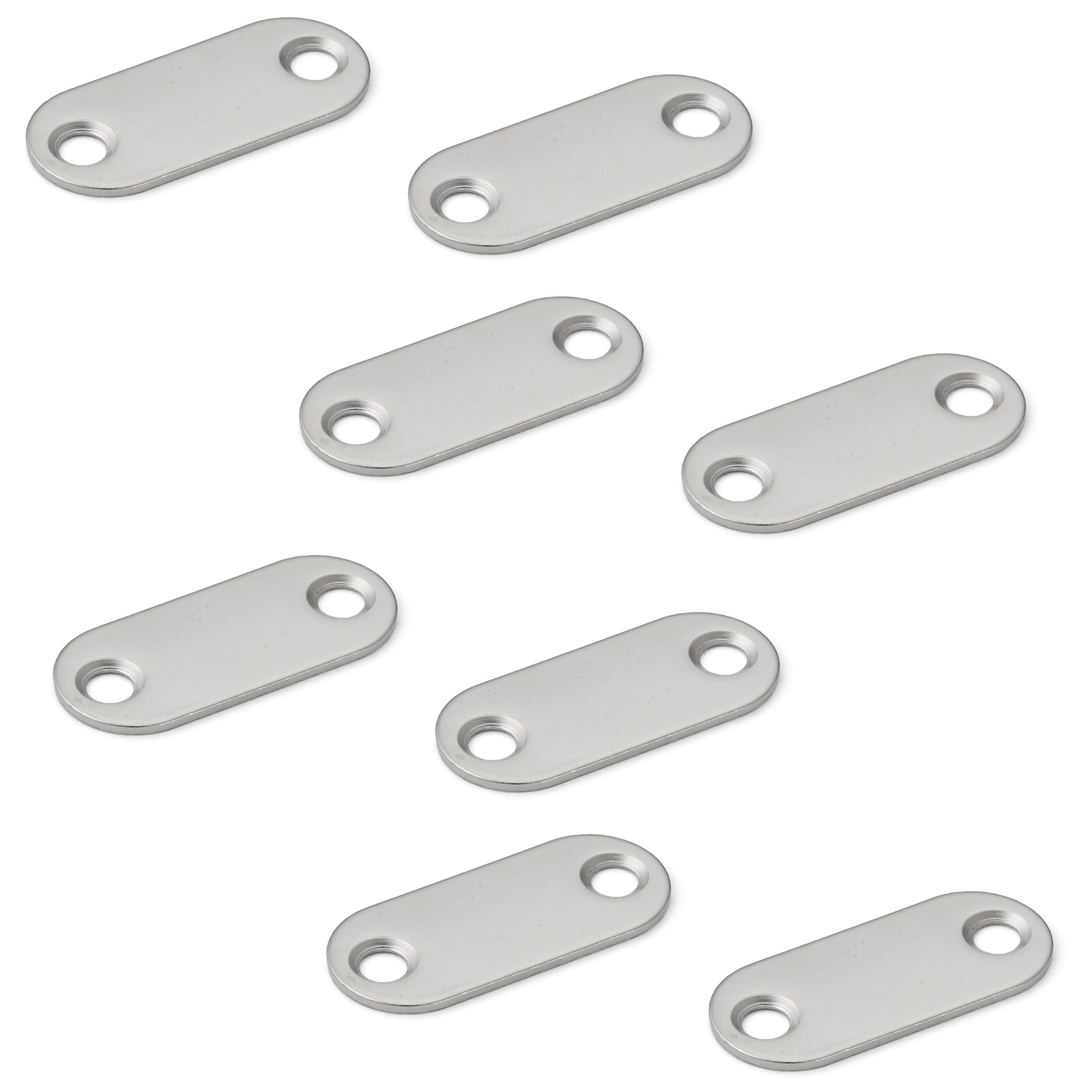 8 Stück Langovale Magnet-Gegenplatte mit 2 Senkbohrungen, MC-YN001U, 35 mm (1-3/8″), von Sugatsune, vernickelt. Produktbild