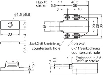 2 Stück hochwertiger Magnet-Druckschnäpper, inkl. Gegenplatte, Oberfläche: braun, 38 mm (1-1/2″), ML-80BR. Push-to-open Türöffner für Möbeltüren, Schranktüren und vieles mehr, von Sugatsune / LAMP® (Japan) – Bild 2