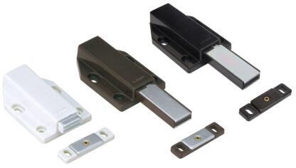 2 Stück Magnet-Druckschnäpper, inkl. Gegenplatte, Oberfläche: schwarz, 70 mm (2-3/4″), Ausführung: mit langem Stößel, ML-120BL. Push-to-open Türöffner für Möbeltüren, Schranktüren und vieles mehr, von Sugatsune / LAMP® (Japan) – Bild 4