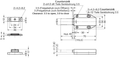 2 Stück Magnet-Druckschnäpper, inkl. Gegenplatte, Oberfläche: schwarz, 70 mm (2-3/4″), Ausführung: mit langem Stößel, ML-120BL. Push-to-open Türöffner für Möbeltüren, Schranktüren und vieles mehr, von Sugatsune / LAMP® (Japan) – Bild 2