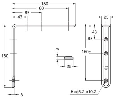 2 Stück korrosionsbeständiger robuster Montagewinkel, aus massivem rostfreiem Edelstahl, Tragkraft: 28 kg, Oberfläche: glänzend poliert, 180 mm (7,1″), XL-SA01-180M. Regalwinkel für Regalboden und viel mehr, von Sugatsune / LAMP® (Japan) – Bild 2