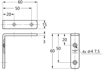 2 Stück korrosionsbeständiger robuster Montagewinkel, aus massivem rostfreiem Edelstahl, Tragkraft: 8 kg, Oberfläche: glänzend poliert, 60 mm (2,4″), SU-60M. Regalwinkel für Regalboden, Tablar und viel mehr, von Sugatsune / LAMP® (Japan) – Bild 2