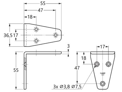 2 Stück korrosionsbeständiger robuster Montagewinkel, aus massivem rostfreiem Edelstahl, Tragkraft: 16 kg, Oberfläche: glänzend poliert, SV-55M. Regalwinkel für Trennwand, Regalboden und viel mehr, von Sugatsune / LAMP® (Japan) – Bild 2