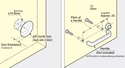 Push-Knopf-Verschluss für dicke Möbeltüren von 22 bis 25 mm, Oberfläche: Elfenbein, SL-B251-I. Push-Latch für Wohnmobil-Ausbau, Yacht-Innenausbau, Caravan-Möbel und vieles mehr, von Sugatsune / LAMP® (Japan) – Bild 6