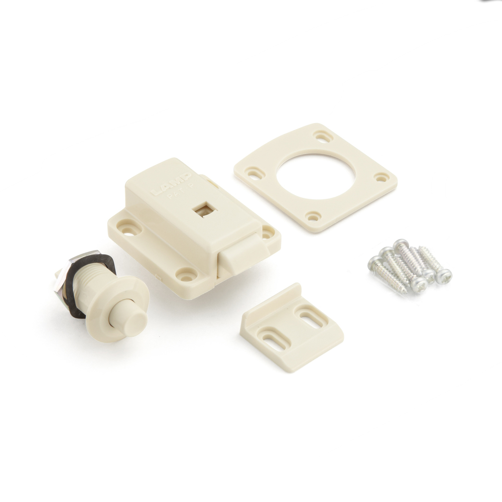 Push-Knopf-Verschluss für Türdicke von 18 bis 21 mm, Oberfläche: Elfenbein, SL-B211-I. Push-Latch für Wohnmobil-Ausbau, Yacht-Innenausbau, Caravan-Möbel und vieles mehr, von Sugatsune / LAMP® (Japan)