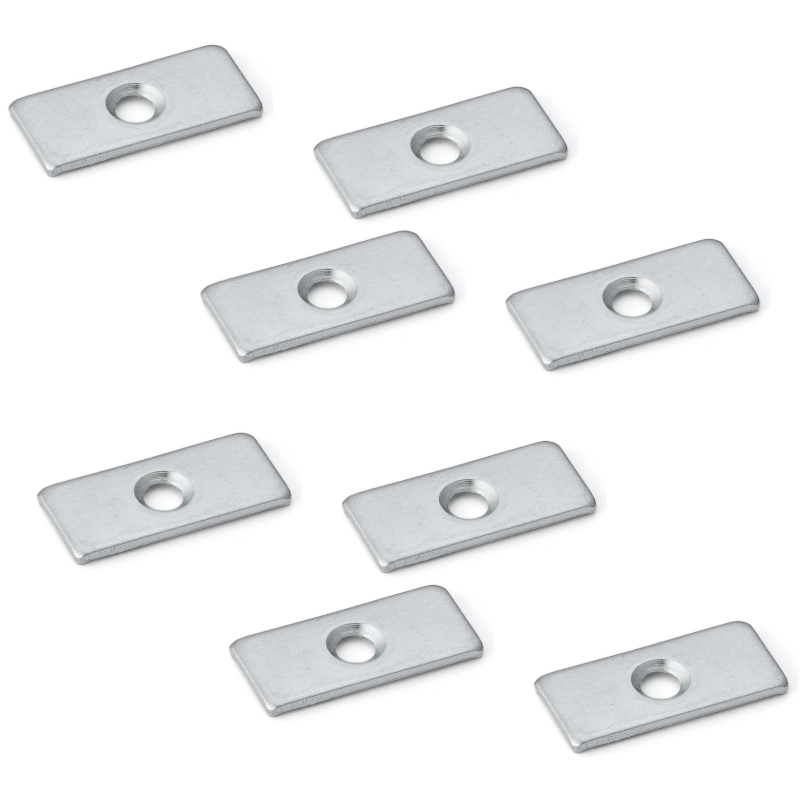 8 Stück Rechteckige Magnet-Gegenplatte mit Senkbohrung, SP0207, Größe: 26 mm, von Sugatsune, Zinkchromat. Produktbild