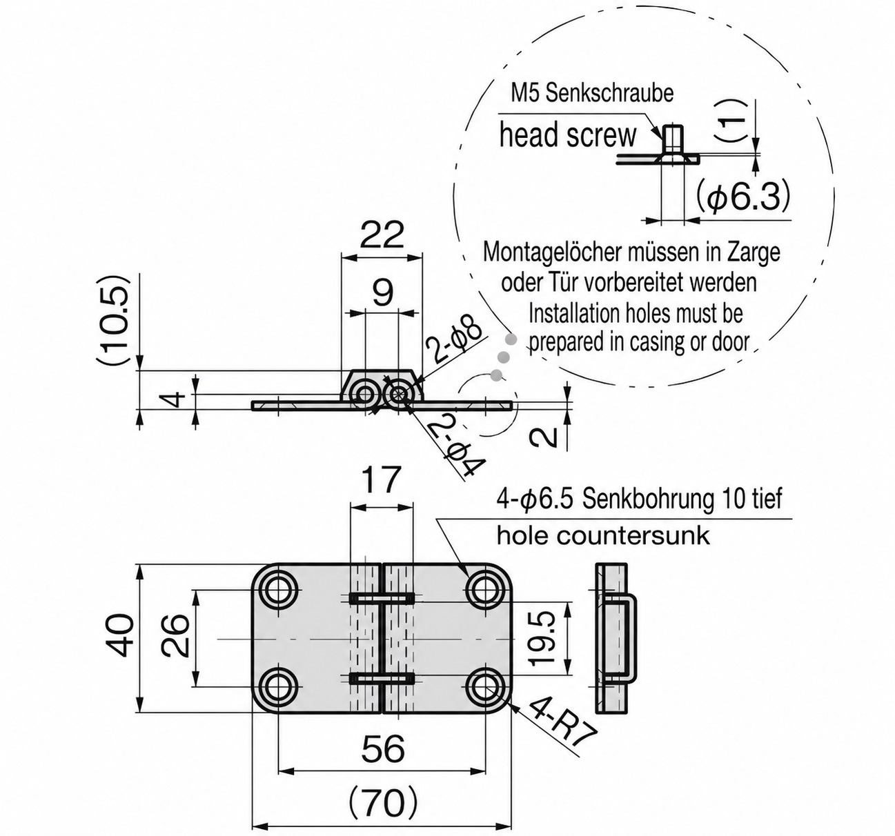 2 Stück rostfreies hochwertiges Lukenscharnier, aus Edelstahl SUS316, 70 mm (2-3/4″), B-1013. Robustes Marinescharnier für Schiffsluken, Decksluken, Bodenklappen, Wartungsklappen und vieles mehr, von TAKIGEN (Japan) – Bild 2