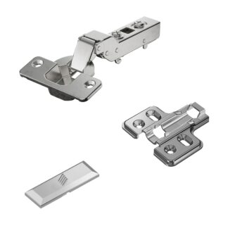 rostfreies Topfscharnier, Auflage: halb aufliegend, 9289592, von Hettich, Ausführung: Montageplatte mit 0 mm Distanz. Produktbild