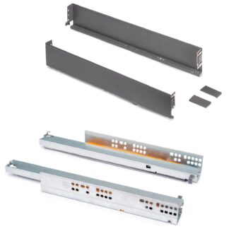 Schubkasten Set, mit extra dünnen Zargen, Höhe: 88 mm (3-15/32″), Oberfläche: anthrazitgrau, 440 mm (17-21/64″), Ausführung: Vollauszug mit Soft-Close, 3275335. Schubladenset für Küchenmöbel und vieles mehr, von EMUCA