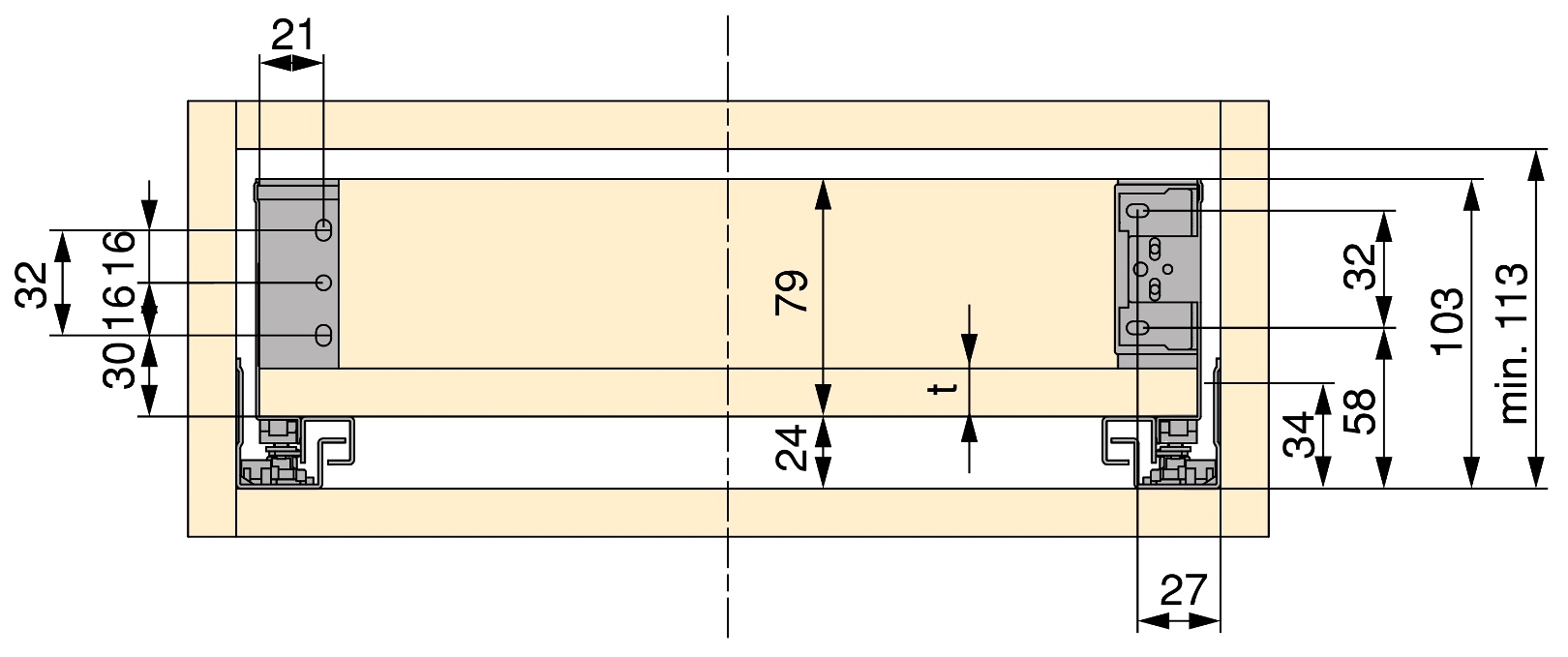 Schubkasten Set, mit extra dünnen Zargen, Höhe: 88 mm (3-15/32″), Oberfläche: weiß, 440 mm (17-21/64″), Ausführung: Teilauszug mit Push-to-open, 3275312. Schubladenset für Küchenmöbel und vieles mehr, von EMUCA – Bild 6