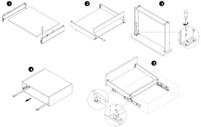 Lådset, med extra tunna ramar, höjd: 88 mm, 3275412, låddjup: 490 mm, från EMUCA, vit, version: delvis förlängning med tryck-till-öppning. Monteringsritning