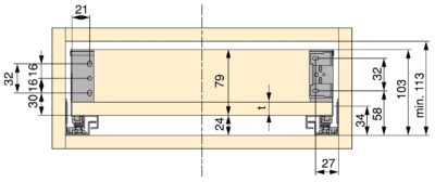 Lådset, med extra tunna ramar, höjd: 88 mm, 3275412, låddjup: 490 mm, från EMUCA, vit, version: delvis förlängning med tryck-till-öppning. Teknisk ritning