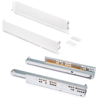Schubkasten Set, mit extra dünnen Zargen, Höhe: 88 mm (3-15/32″), Oberfläche: weiß, 300 mm (11-13/16″), Ausführung: Vollauszug mit Soft-Close, 3275012. Schubladenset für Küchenmöbel und vieles mehr, von EMUCA