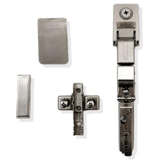 Komplettset Spiegelscharnier Tiomos Mirro, inkl. Soft-Close Dämpfer, Montageplatten und Abdeckkappe, Oberfläche: vernickelt, F029140325. Glasscharnier für Glastür, Spiegeltür und vieles mehr, Hersteller: GRASS