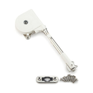 Soft-down-Klappenbeschlag, kurzer Arm, Oberfläche: weiß, SDS-100W-TVZ, von Sugatsune / LAMP (Japan)