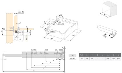 Unterflurführung, Tragkraft: 30 kg (67 lbs), 250 mm (9-27/32″), Ausführung: Vollauszug mit Soft-Close, 3124005. Hochwertiger Unterflurauszug für Holzschublade, Holzschubkasten, Holztablar und vieles mehr, von EMUCA – Bild 2