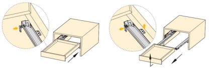 Unterflurführungen, Tragkraft: 25 kg (56 lbs), 300 mm (11-13/16″), Ausführung: Teilauszug mit Soft-Close, 3019105. Hochwertige Unterflurauszüge für Holzschublade, Holzschubkasten, Holztablar und vieles mehr, von EMUCA – Bild 3