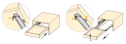 Unterflurführungen, Tragkraft: 30 kg (67 lbs), 350 mm (13-25/32″), Ausführung: Vollauszug mit Soft-Close, 3124205. Hochwertige Unterflurauszüge für Holzschublade, Holzschubkasten, Holztablar und vieles mehr, von EMUCA – Bild 3