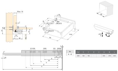 Guide sottopavimento, 3124305, 400 mm (15-3/4
