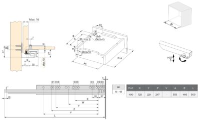 Geleiders onder de vloer, 3124505, 500 mm (19-11/16