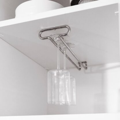 Hochwertiger Weinglashalter, aus Stahl, Oberfläche: verchromt, 410 mm (16-9/64″), 8930111. Praktischer Glasaufhänger für Weingläser, Sektgläser, Cocktailgläser, Cognacgläser, Kelche und vieles mehr, von EMUCA – Bild 2